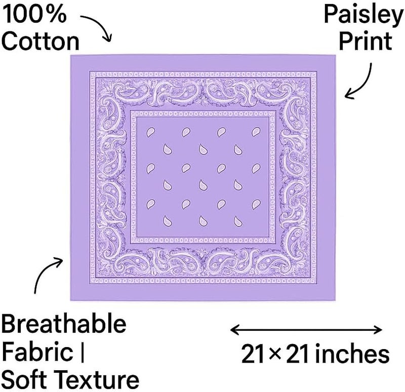 SUNRIBE 3 Pack Paisley Bandanas – 100% Cotton Square 21x21 Head Wrap, Headband, Face Cover, Neck Scarf for Men & Women - Image 3